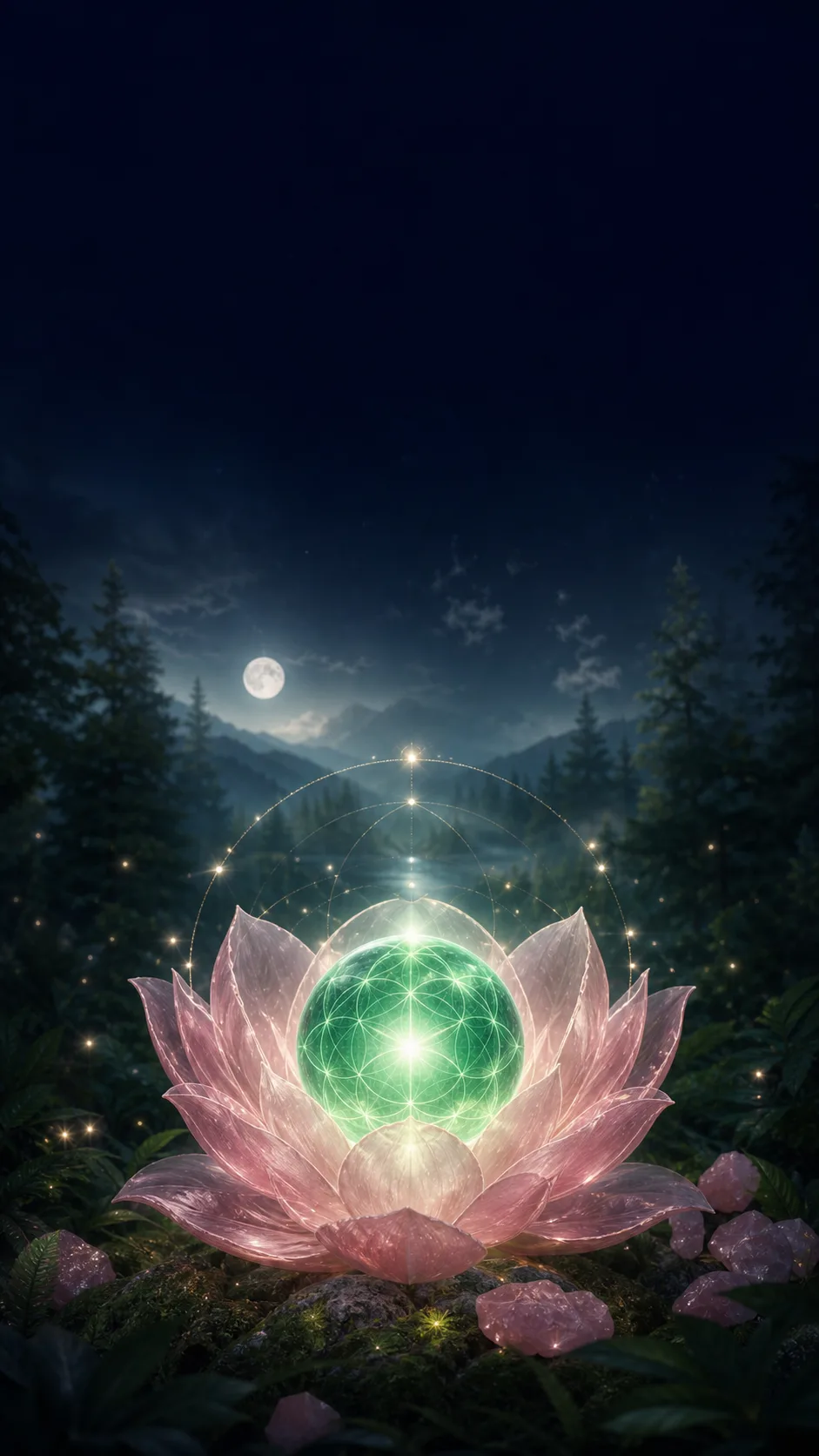 Heart chakra emerald phone wallpaper