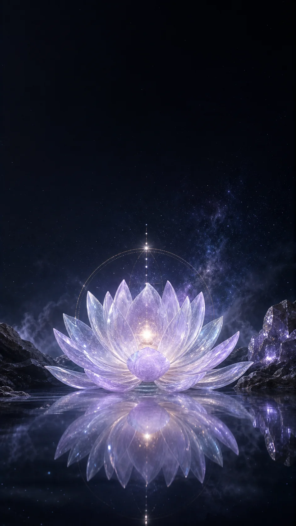 Cosmic Lotus pearl lavender spiritual phone wallpaper